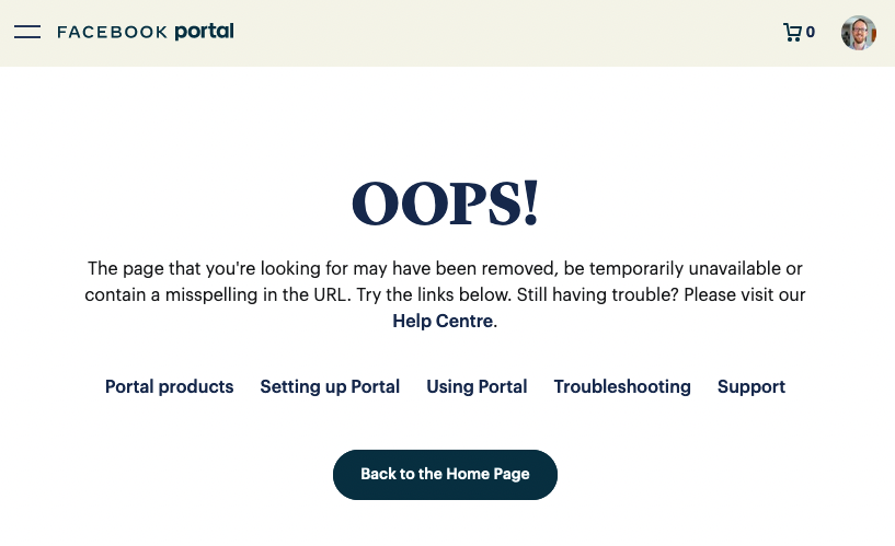 Facebook Portal unsubscribe button. Thanks Facebook.