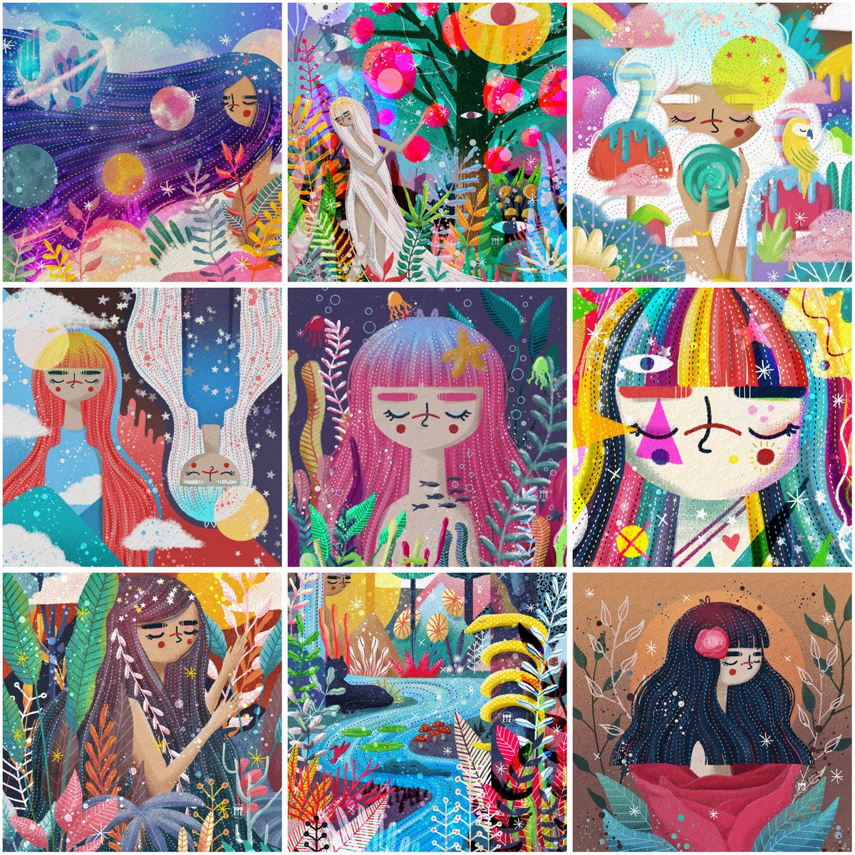 Melda_VNH's tweet photo. Hello I’m Melda an illustrator from Indonesia. My art style is dreamy magical whimsical that are colorful and totally manifest the specific inner world of mine which is peaceful, friendly and very much reminds one of the simplicity and innocence of childhood. Cheers! 😊❤️✨ https://t.co/DtZp9Ja90N