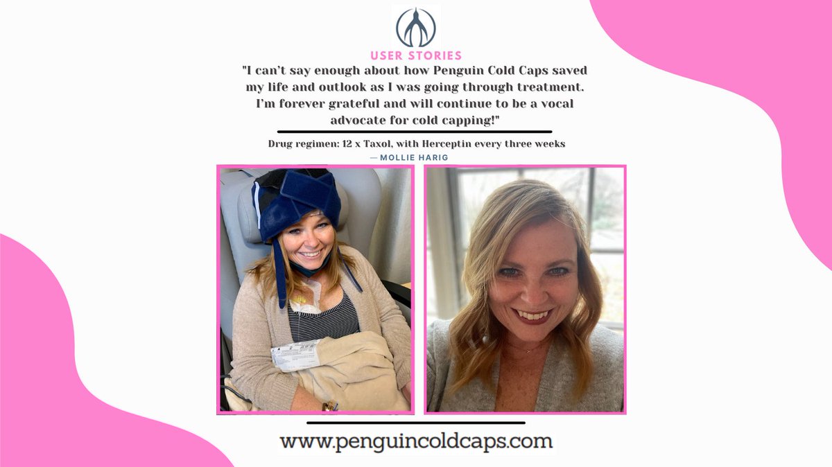 PenguinColdCaps's tweet image. &quot;Keeping your hair is a bonus, saving your mental health is a lifesaver.&quot; - Mollie Harig / User Stories #penguincoldcaps #coldcaps #coldcapping #penguincoldcapssavedmyhair