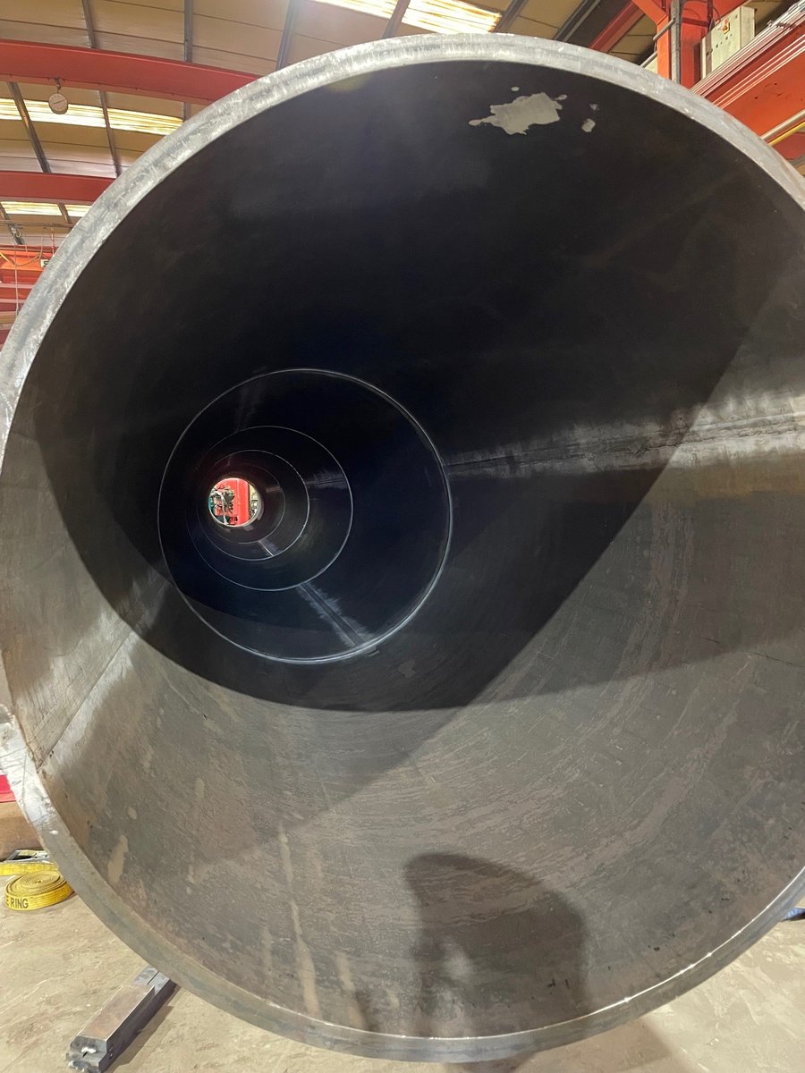AngleRingCo's tweet photo. Check out this cone!
Produced from 1600od x1092od x40mm thick S3555j2W+N grade steel it's coming in at a whopping 17.5mtrs long fully fabricated!
#Cone #FabricatedCone #PressForming #PressBraking #CurvedSteel #MetalBending #Scotland https://t.co/J8EtkbwEli