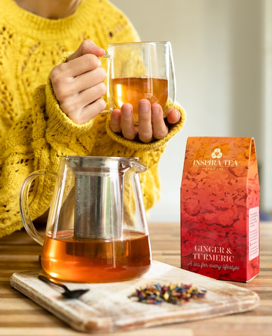 InspiraTeaCo's tweet photo. On a grey winter's day, why not warm the spirit with a Ginger and Turmeric tea!?

#teatime #tealover #healthy #love #health #instatea #detox #lifestyle #matcha #teaaddict #teaparty #tealovers #healthylifestyle #tealife ⁠
#tea #herbaltea #ilovetea #cupoftea #tealove ⁠ https://t.co/cb392YboXC
