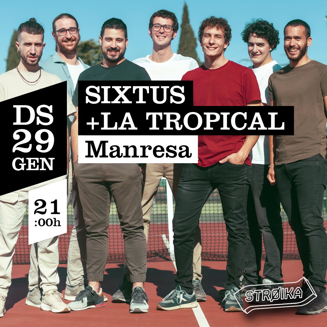 Sumem una nova data de concert per 2022 🎶 El 29 de gener, ho donarem tot amb els <a href="/sixtusmusica/">SIXTUS</a> i amb el seu nou disc de temes propis, 'Ja s'hi val' 💥 A més, no hi seran sols! La Tropical els acompanyen. Qui es ve? ✋

Entrades disponibles ➡ bit.ly/SixtusTropical…