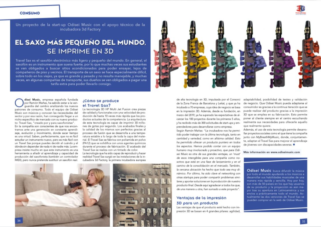 The world’s smallest #saxophone has been developed in the 3D Incubator! Learn more about the #TravelSax from Odissei Music 👀 bit.ly/3s5TSLc

👉 Do you have a #3Dprinting idea and want to make it real? DM us!

#IncubatedProject Cc <a href="/ConsorciZF/">Consorci de la Zona Franca de Barcelona</a> <a href="/Leitat/">Leitat</a> <a href="/DFactoryBCN/">DFactory Barcelona</a>