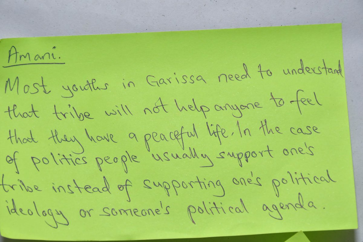 NYC_YouthVoice's tweet photo. Thoughts from the Youth.....
#NYCInGarissa
#UNDPDeepeningDevolution
@UNDPKenya @RoySasaka @ViridianaWasike @LillahSaid @achiengjowino @ItsMaalim https://t.co/wFLflPzGPp