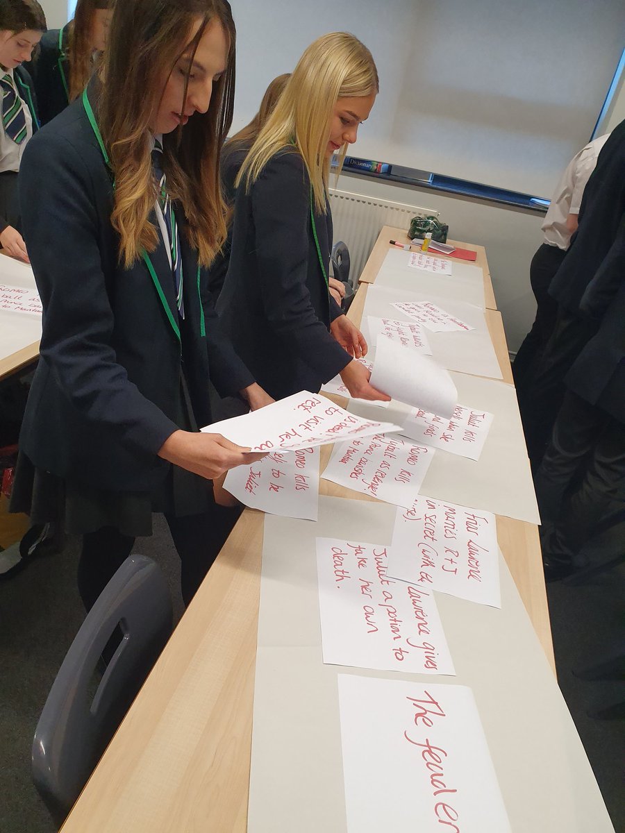Miss_Hayes_Eng's tweet photo. Memory and recall revision for year 11 this morning. Amazing Romeo and Juliet timelines with quotes and context! @BBGAcademyTL @bbgenglish @BBGAcademy https://t.co/iikZZ6KsbC