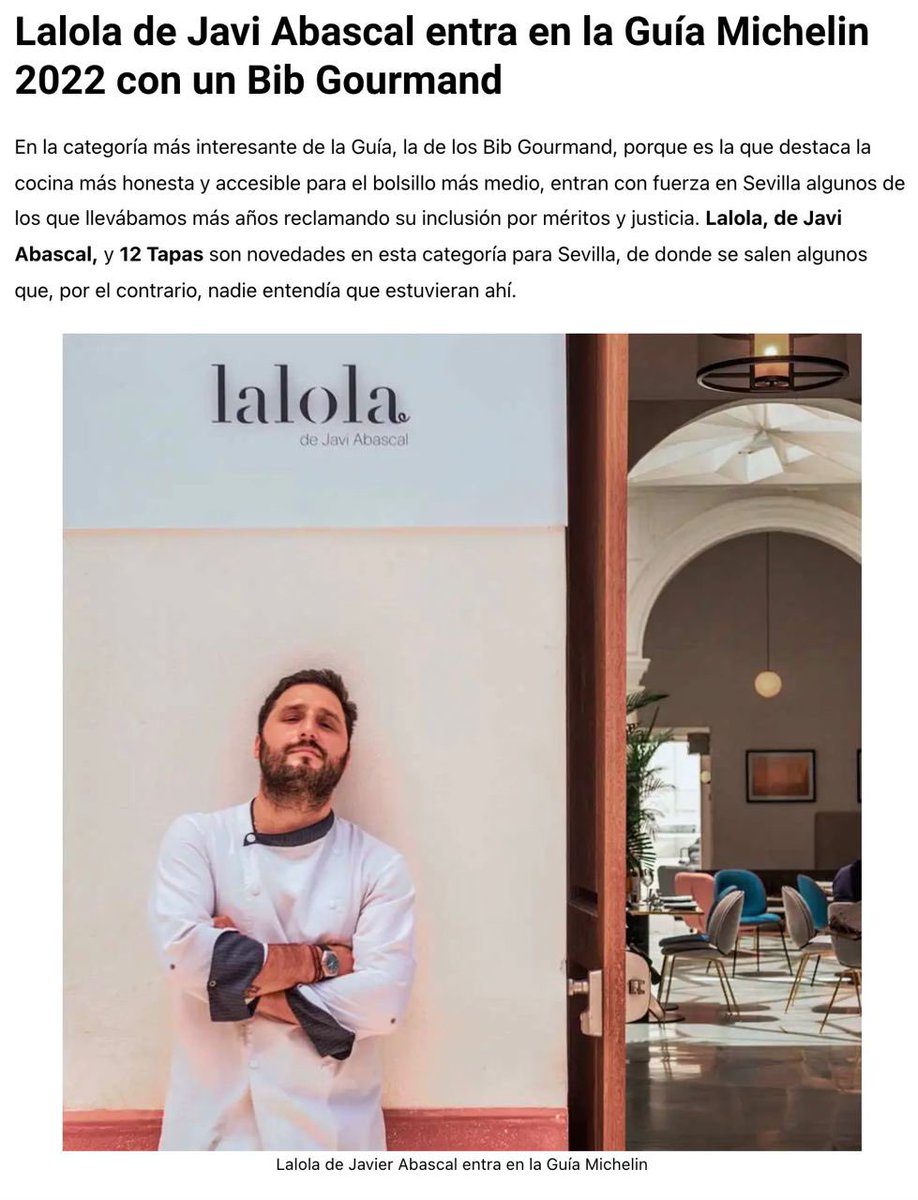 lalola_sevilla's tweet photo. 😃 Gracias @U_Explorers https://t.co/1AJUdql4nV #BibGourmand #GuiaMICHELIN2022 https://t.co/9HEaUXZ9SA