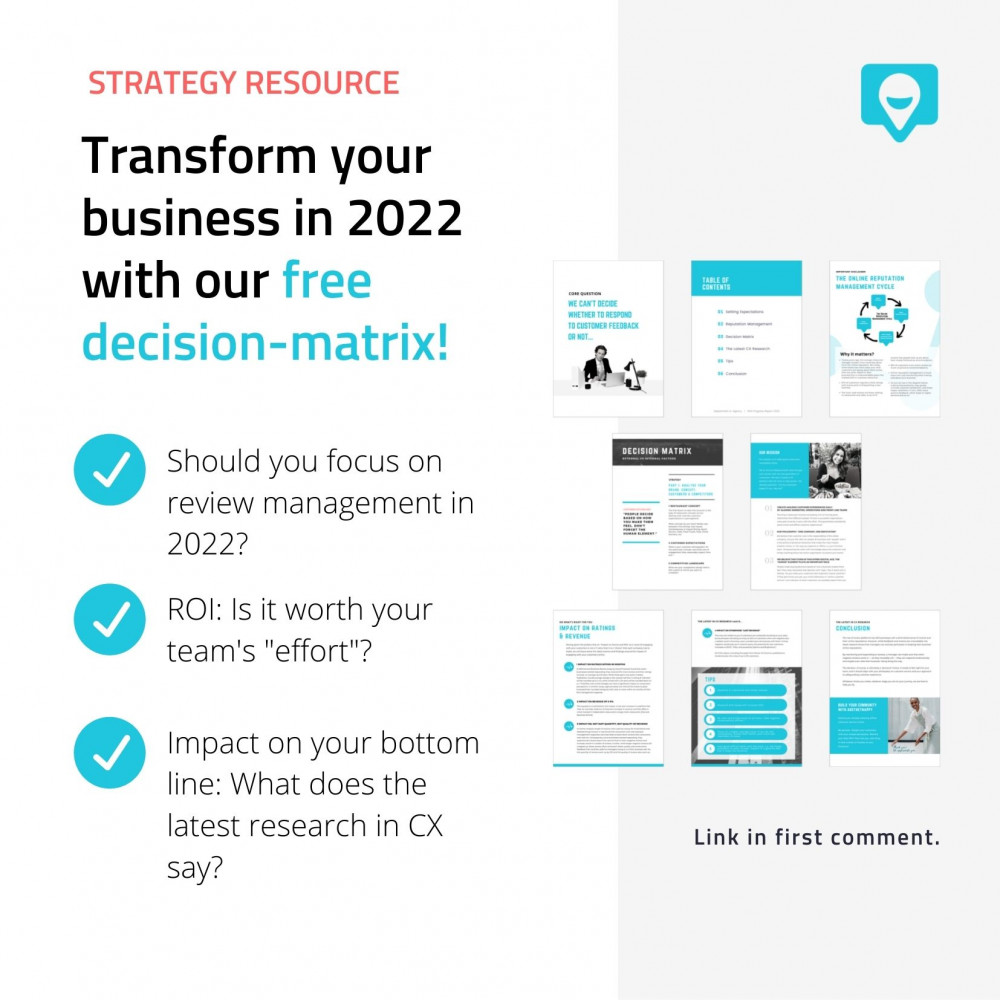 AreTheyHappy's tweet photo. Download our Decision Matrix to guide strategy discussions for 2022 efficiently and in a way that is firmly based on fact and data. This is the step-by-step framework we use when talking with customers who are reviewing their online reputation strategy https://t.co/YIr1tYm2Gb 🔥 https://t.co/lwJChDkDiD