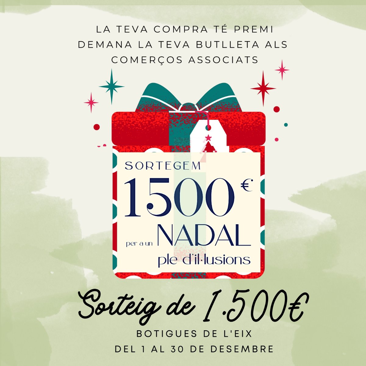 acpoblesec's tweet photo. âPer un Nadal ple dâil¡lusionsâ fins el dia 30 de desembre. Compra al comerç associat i guanya 1500⏠en vals regal.
Guanyador el nĂşmero que coincideixi amb la Grossa de Nadal.
#comerçdelpoblesec #comerçbcn #compraaprop #comerçdeproximitat https://t.co/Lgpdd3i22e