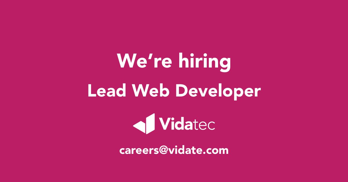 We looking for a Lead Web Developer to join our growing team. If you are looking for a new challenge in a fun working environment then apply online today. hubs.li/Q010yn-_0

#dundee #jobs #Webdev #WeAreVidatec