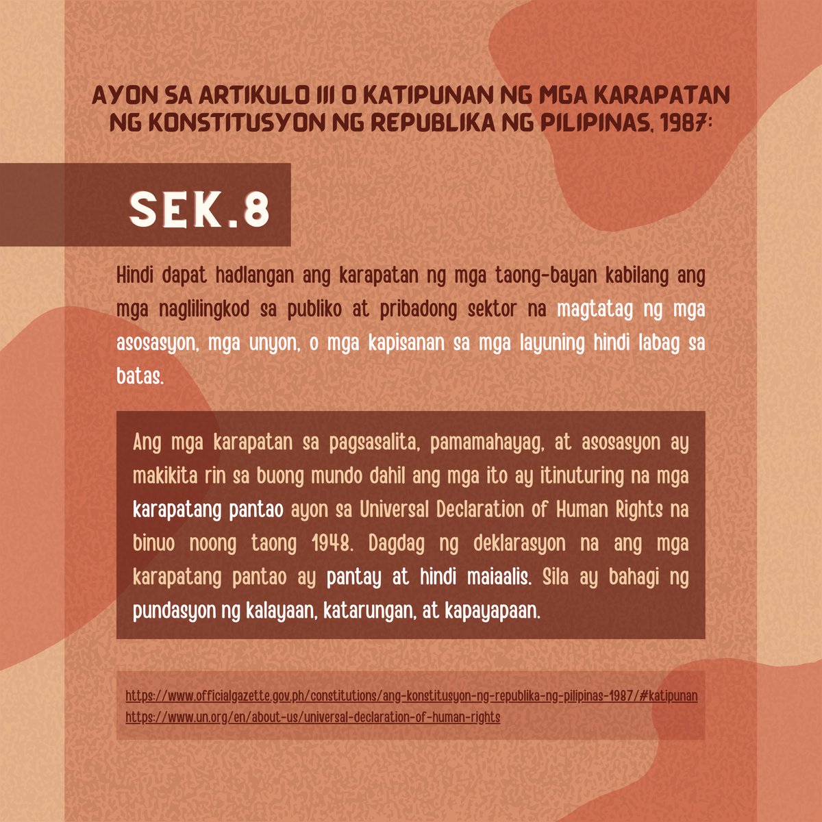 upmanilabelle's tweet photo. Para sa ngayong #WomenWednesday, talakayain ang ating Karapatan sa Pagsasalita, Pamamahayag, At Asosasyon๐ฃ
Patuloy na palakasin ang boses ng masa tungo sa kalayaan, katurungan, at kapayapaan.
Lagiโt lagi, para sa bayan. โ๐ผ
#HandsOffActivists #UpholdHumanRights #ONEBelle https://t.co/ppJutf9poP