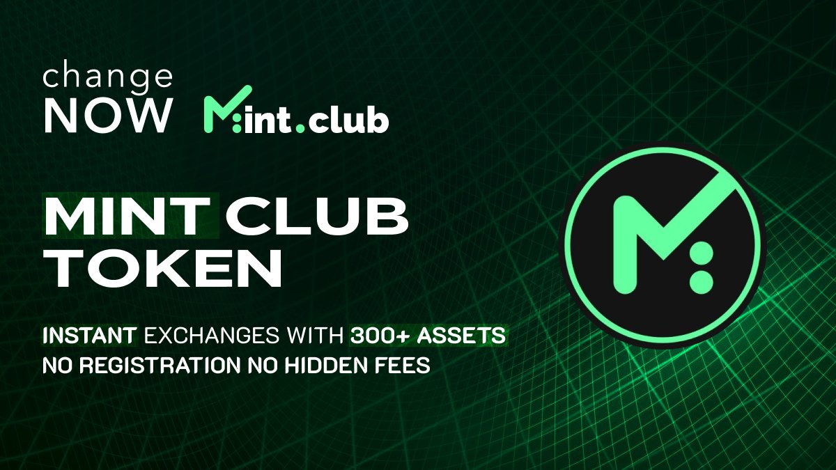 ChangeNOW_io's tweet photo. $MINT is now available for lightning-fast exchanges!

@MintClubPro is a smart token building platform that’s reinventing crypto economics, empowering anyone to build a smart contract-backed token with just a few simple clicks and no need to code! 

https://t.co/61aet5Veqy https://t.co/cso6RKmSvt
