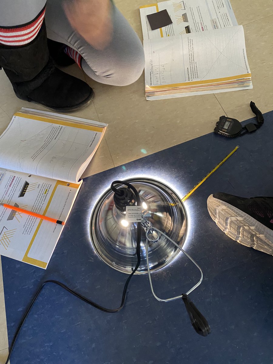 MsSanker's tweet photo. Lab: To Absorb or Not to Absorb? with 6th grade. Testing how color (by using a black and white piece of paper) affects the rate of energy absorption! #MVLearningFocused https://t.co/AlXHJD5zT3