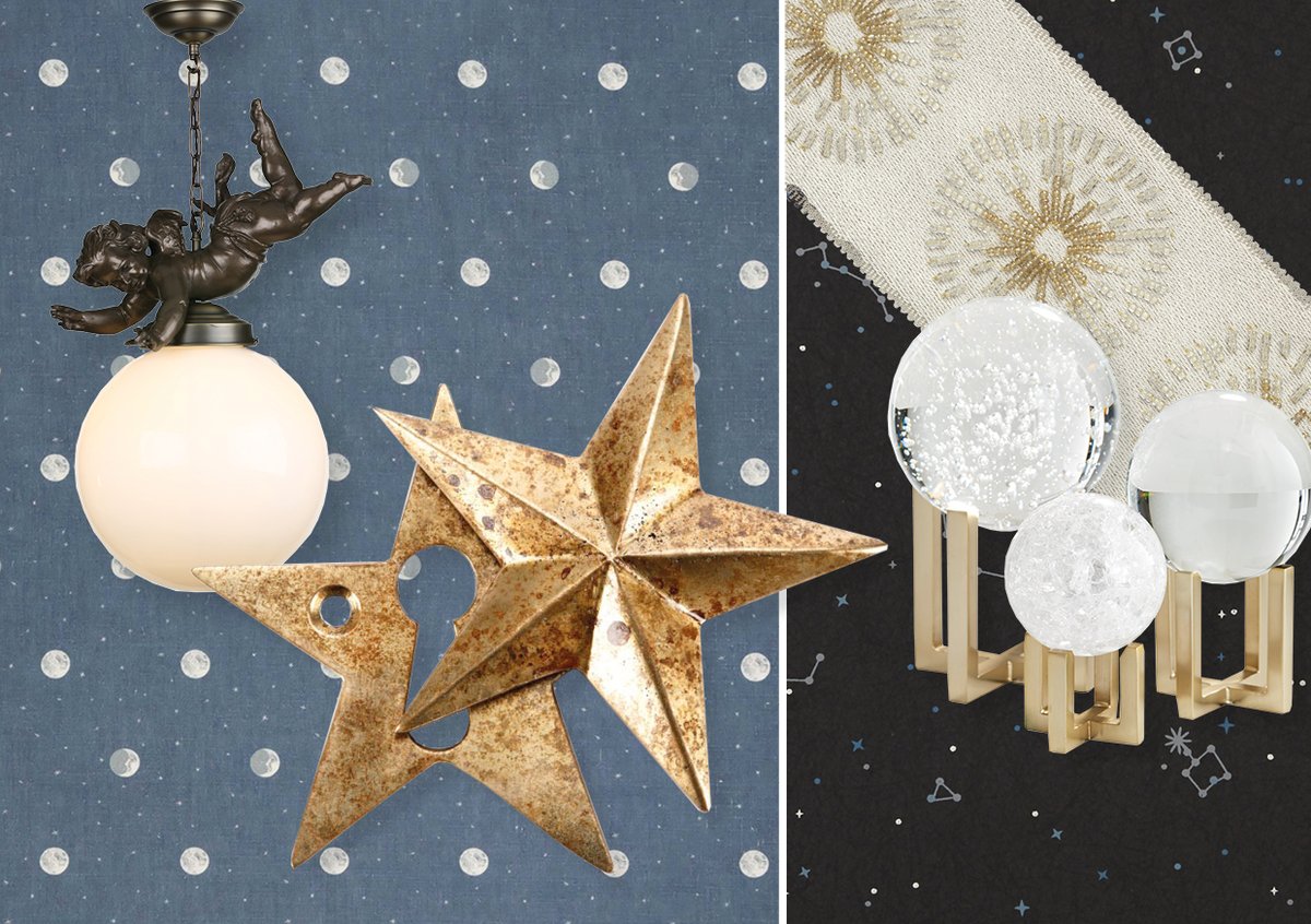 Make the festive season sparkle with this heavenly host of stars, cherubs &amp; lunar motifs from the showrooms <a href="/AndrewMartinInt/">Andrew Martin Int.</a> <a href="/DavidHuntLights/">David Hunt Lighting</a> <a href="/McKinneyandCo/">McKinney & Co</a> <a href="/Samuel_and_Sons/">Samuel & Sons</a> <a href="/ZAKANDFOX/">Zak Profera</a> <a href="/GSDltd/">GeorgeSpencerDesigns</a> <a href="/ArteriorsHome/">Arteriors</a> More design inspiration? bit.ly/3cNXJl1
