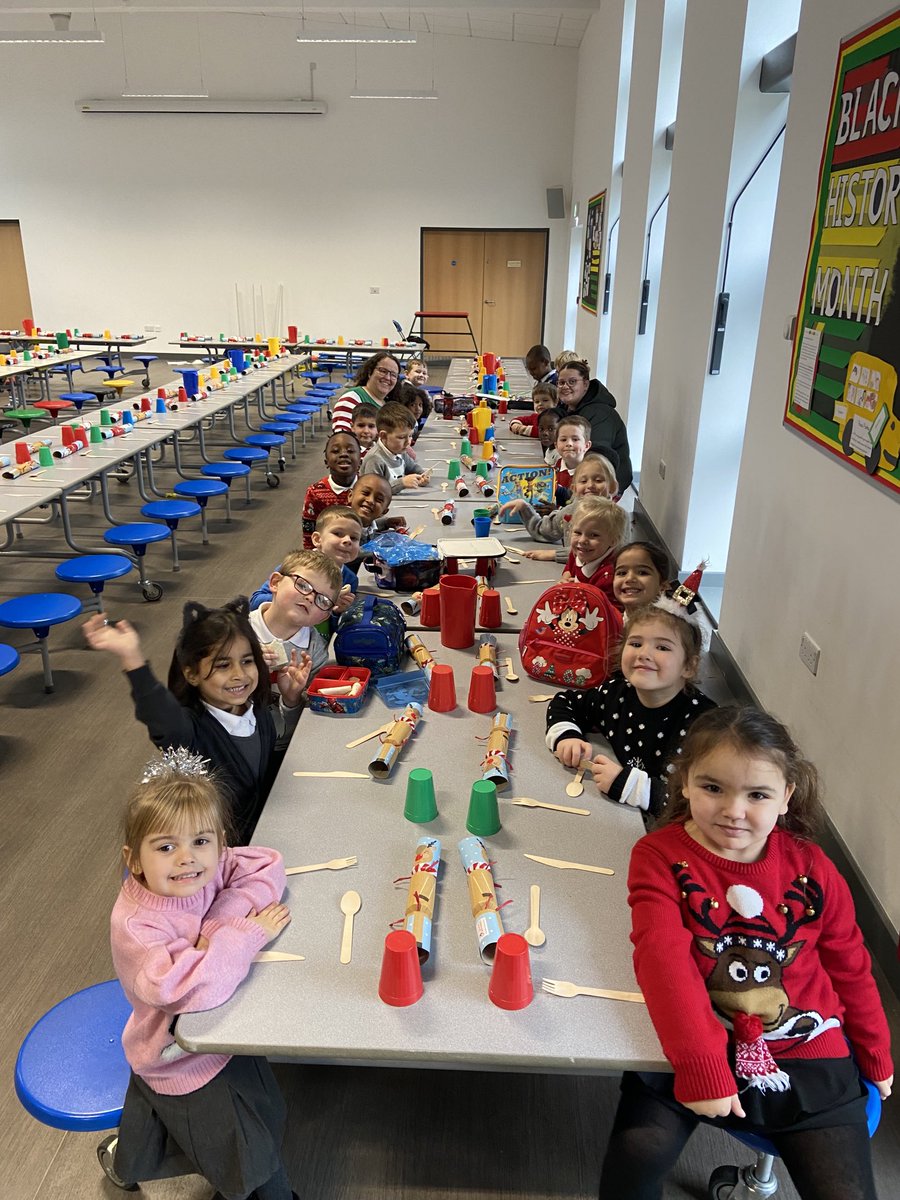 Here are some of our Reception children having their first Christmas dinner at school.
