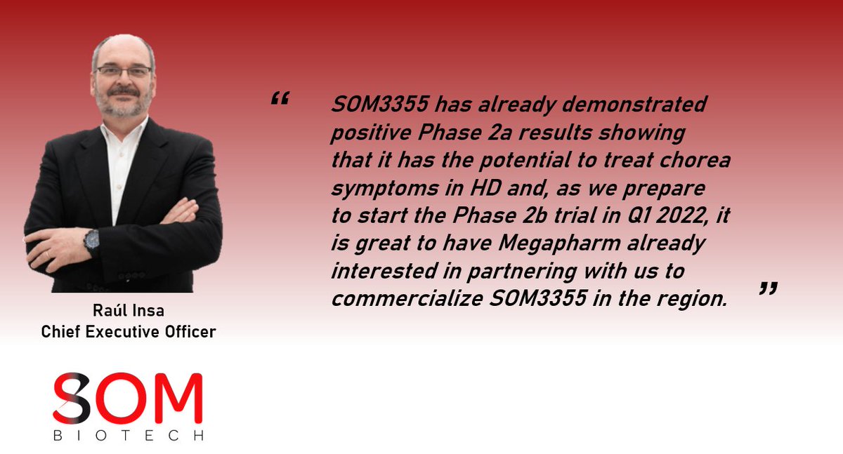 We have signed a letter of intent with Megapharm regarding a potential distribution agreement for the commercialization of SOM3355 to treat chorea symptoms in Huntington’s disease in Israel and the Palestinian Authority. Read more here: sombiotech.com/som-biotech-si…