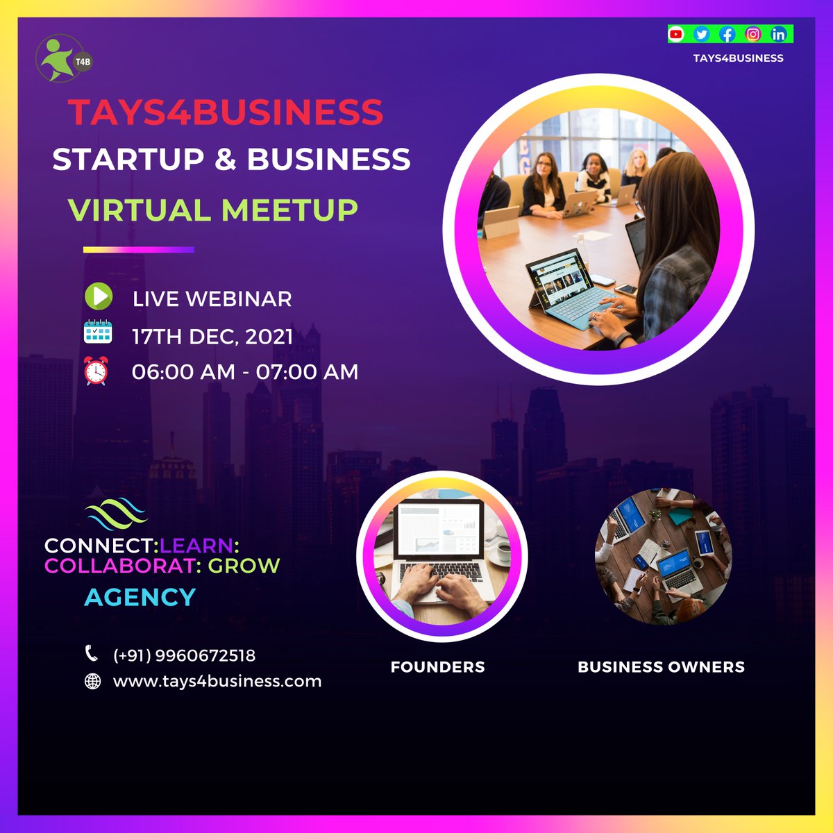 TAYS4Business's tweet photo. Short and effective virtual meeting with Founders and business owners. we Invite You to introduce yourself, connect with businesses. Let's build the business together !! #zoom #meeting 
CONNECT: LEARN: COLLABORAT: GROW
Kindly register if you are not:-
https://t.co/REMop0Aq8Y https://t.co/PCpCrFCBQq