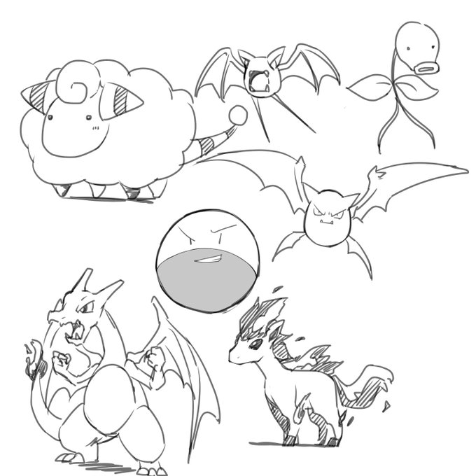 見ないで描いたポケモンたち 