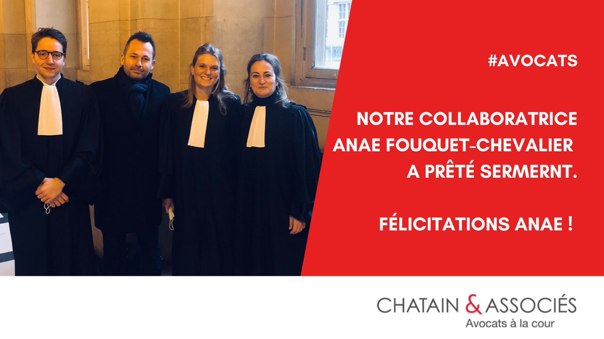 ChatainAssocies's tweet photo. L’équipe Chatain &amp; Associés grandit ! 

👏 Félicitations à notre collaboratrice Anae Fouquet-Chevalier qui a prêté serment en tant qu’#Avocat devant la Première Chambre de la Cour d’appel de Paris cette semaine. 

Bienvenue Anae dans la profession d’Avocat !

#Barreau https://t.co/ZuO0nbAtbk