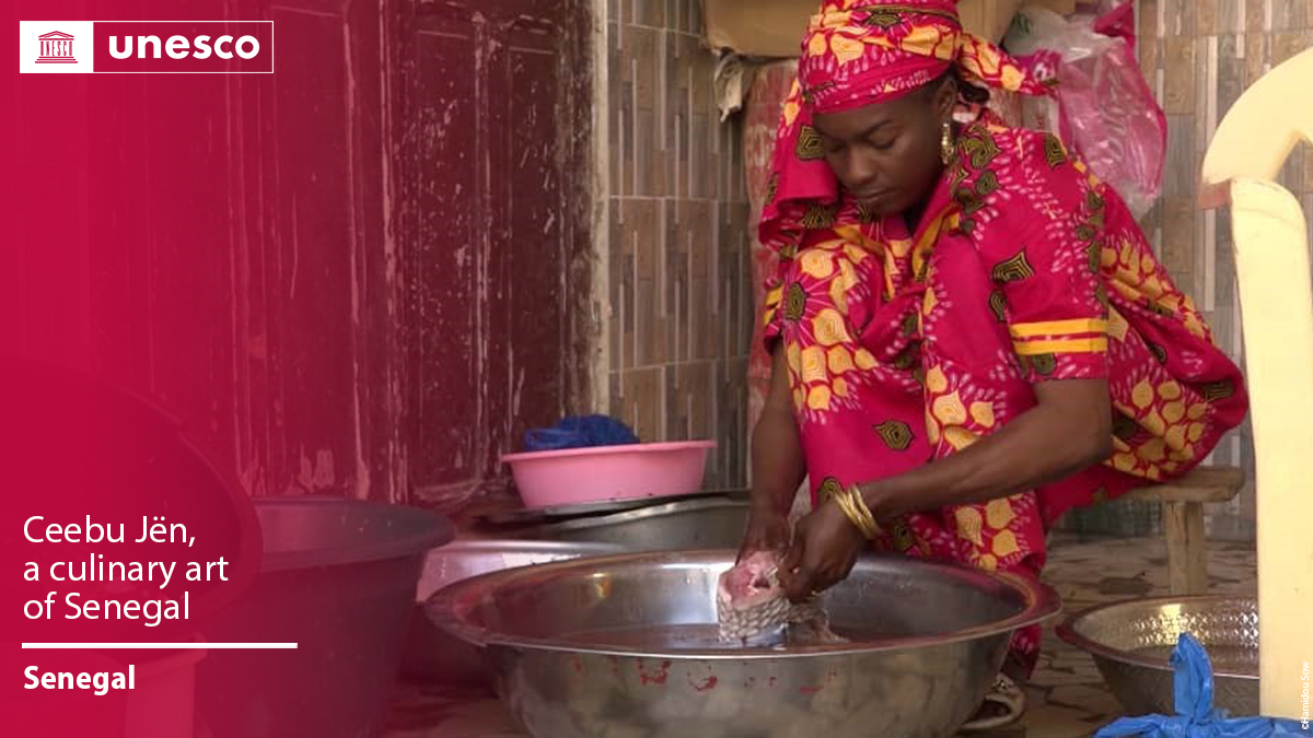 UNESCO's tweet photo. 🔴 BREAKING

Ceebu Jën, a culinary art of Senegal, has just been inscribed on the #IntangibleHeritage list.

Congratulations #Senegal 🇸🇳! 👏

ℹ️https://t.co/Sr8C6n276o #LivingHeritage https://t.co/rO1uwpZpuE