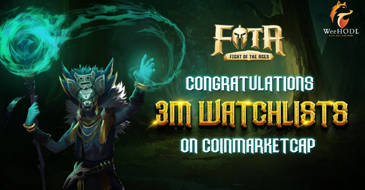 Nachinavas's tweet photo. 🔥🔥 ON OVER 3 MILLION WATCHLISTS ON #CoinMarketCap

🤩 Congratulations! @fightoftheages 

💥 $FOTA token is now on 3,143,299 watchlists on #CoinMarketCap &amp; growing

👉 Don't forget to join our campaigns for a chance to get many rewards

#Metaverse #MicrosoftMesh @WeeHODL #BSC https://t.co/uX0fF3yWgB