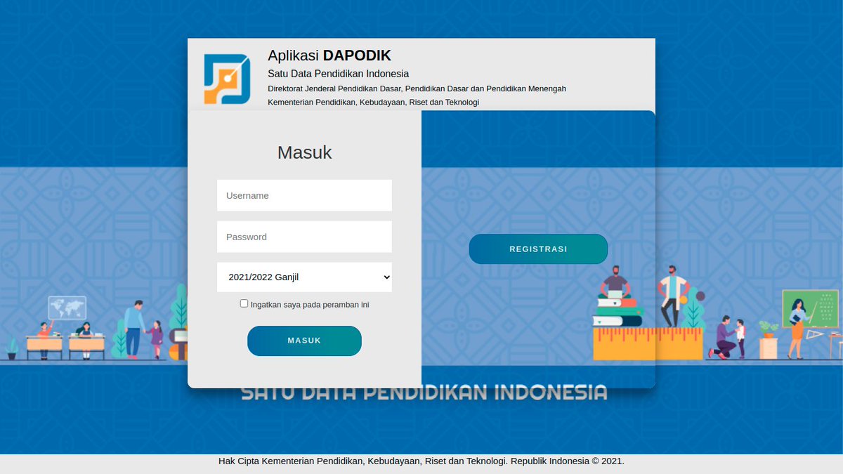 fransallen's tweet image. Web data pokok pendidikan terbuka terbelalak:

- tanpa HTTPS = not secure
- no domain name, IP address only
- port tiga digit, misal: 577
- link login ditaruh di halaman depan
- tidak disembunyikan dari search engine