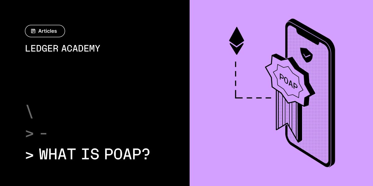 #POAP = proof of attendance protocol, aka #NFTs act as both a memento &amp; proof you were at an event: bit.ly/3rWel5g

Pretty cool right? Even better, Ledger Live has recently integrated POAP, meaning you can access &amp; visualise your POAP badges from the Ledger platform.