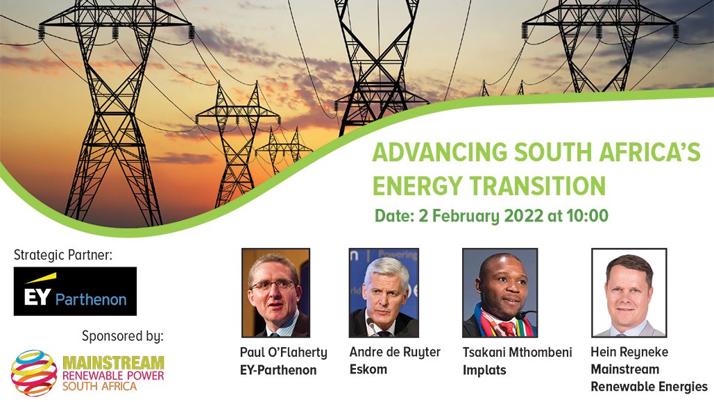 EngNewsZA's tweet photo. Join @CreamerMediaZA for an informative webinar on Advancing South Africa’s #EnergyTransition.
𝐂𝐋𝐈𝐂𝐊 𝐇𝐄𝐑𝐄 𝐓𝐎 𝐑𝐄𝐆𝐈𝐒𝐓𝐄𝐑: https://t.co/T00AyNV4vU
Sponsored by #MainstreamRenewablePower South Africa https://t.co/HkU0wIkXaA