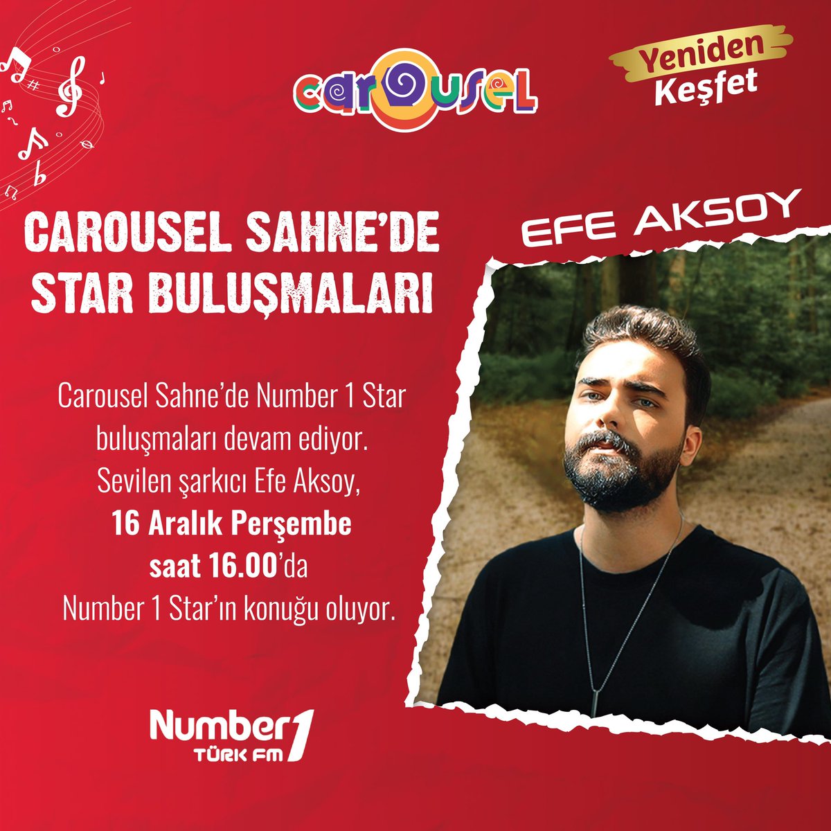 16 Aralık'ta Carousel Sahne'de konuğumuz Efe Aksoy! #CarouselAVM #numberone #efeaksoy