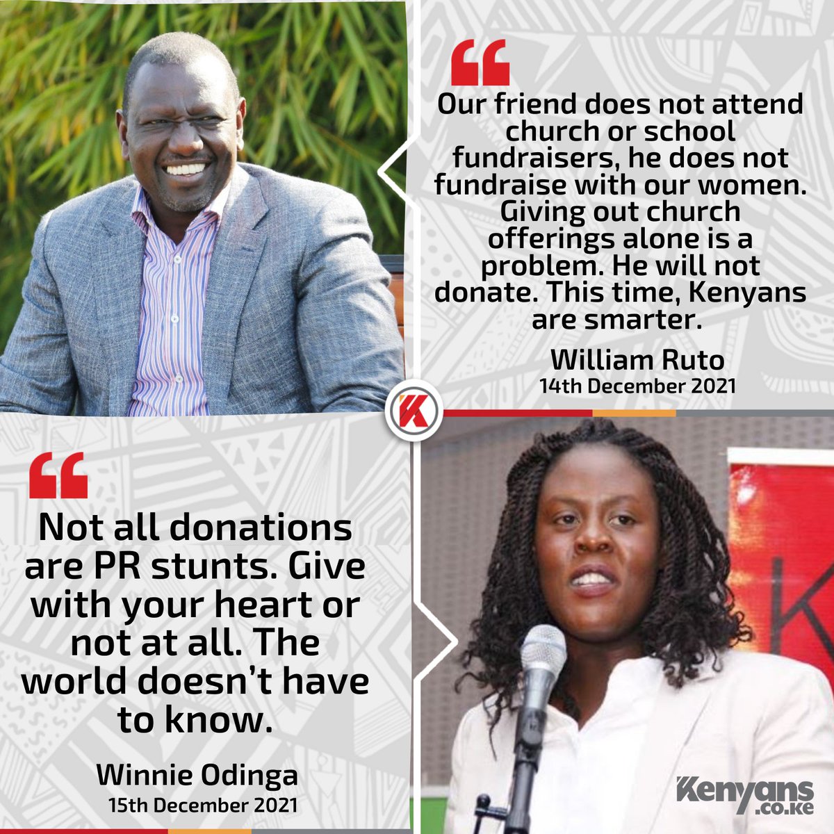 Kenyans's tweet image. Not all donations are PR stunts. - @Winnie_Odinga