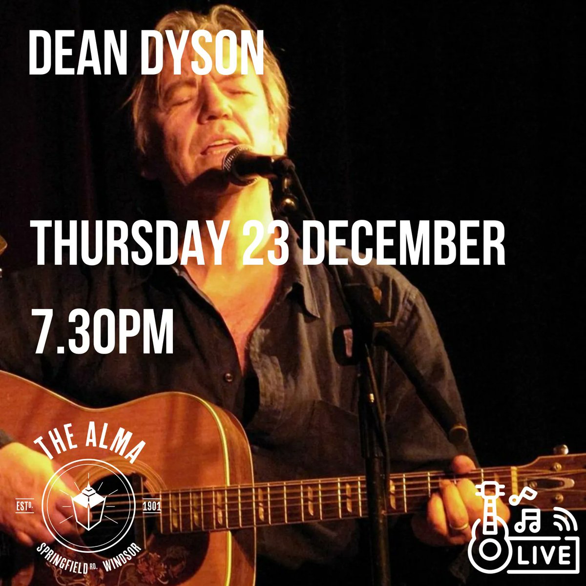 thealmawindsor's tweet photo. Dean Dyson is joining us on Thursday 23 December for our #ThursdaySessions with #LiveMusic! https://t.co/R3IyrRngfC