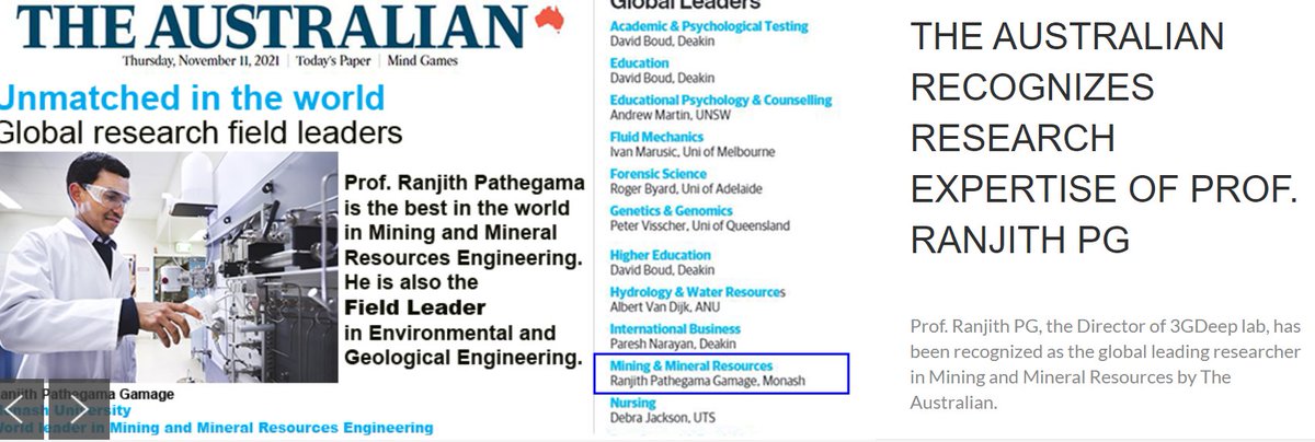 I'm pleased to share that The Australian recognizes me as the global leading researcher in Mining and Mineral resources Engineering <a href="/3GDeep/">3GDeep</a>