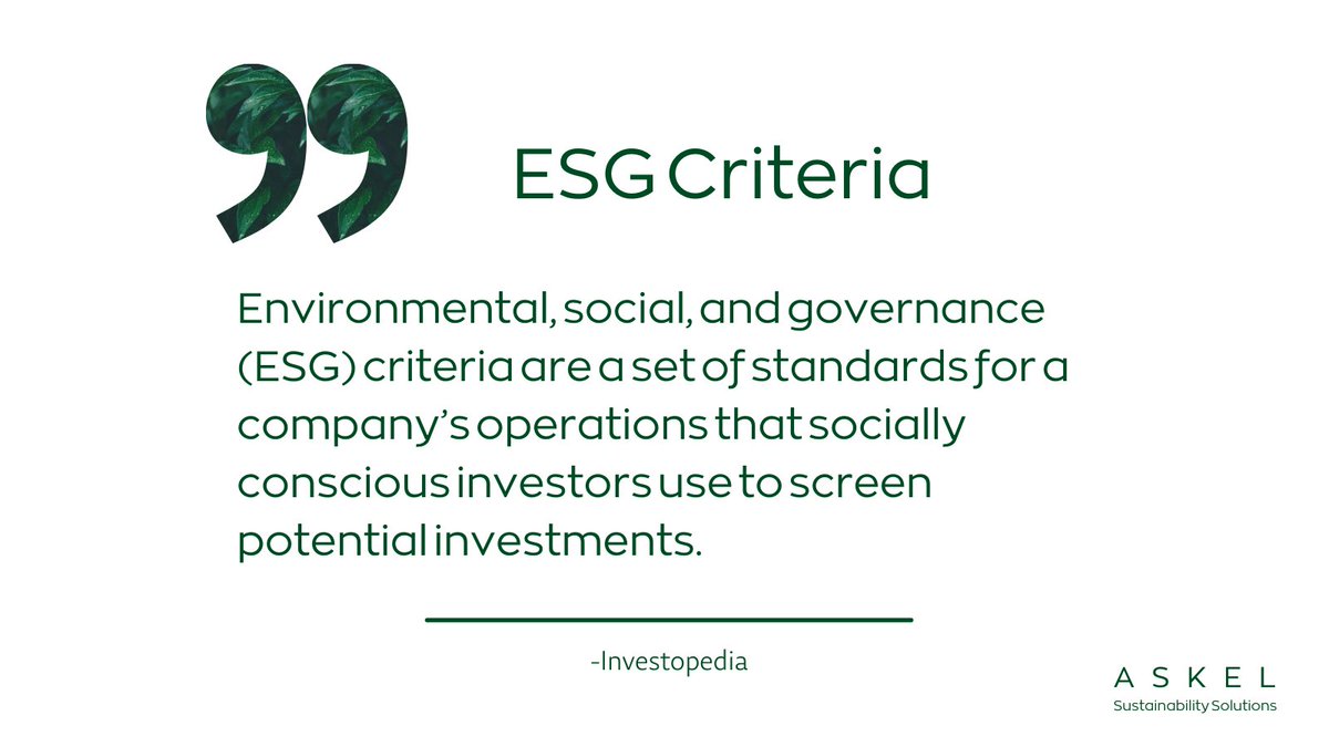 There is plenty of talk about ESGs, but not necessarily enough about the fact that forward-thinking investors have already started using ESG criteria as a tool for screening their potential future investments. ⁠
(1/2)

#esg #esgcriteria #sustainabilityreport