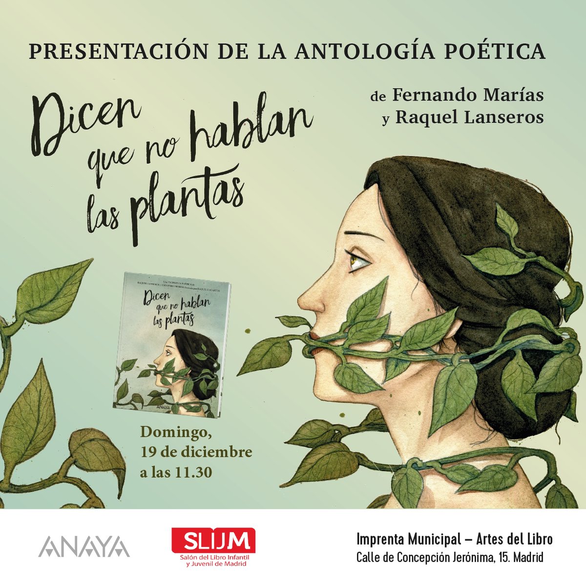 Este domingo cita especial en el <a href="/SalonLIJMadrid/">Salón del Libro Infantil y Juvenil</a> con @fernandomarias, <a href="/RaquelLanseros/">Raquel Lanseros</a> y "Dicen que no hablan las plantas". Apúntate bit.ly/31K7Fw7