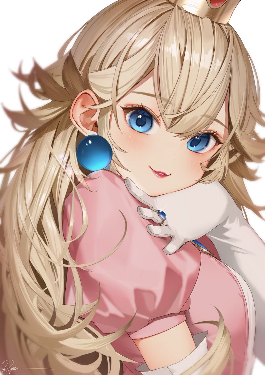 princess peach 1girl solo blue eyes jewelry blonde hair gloves long hair  illustration images