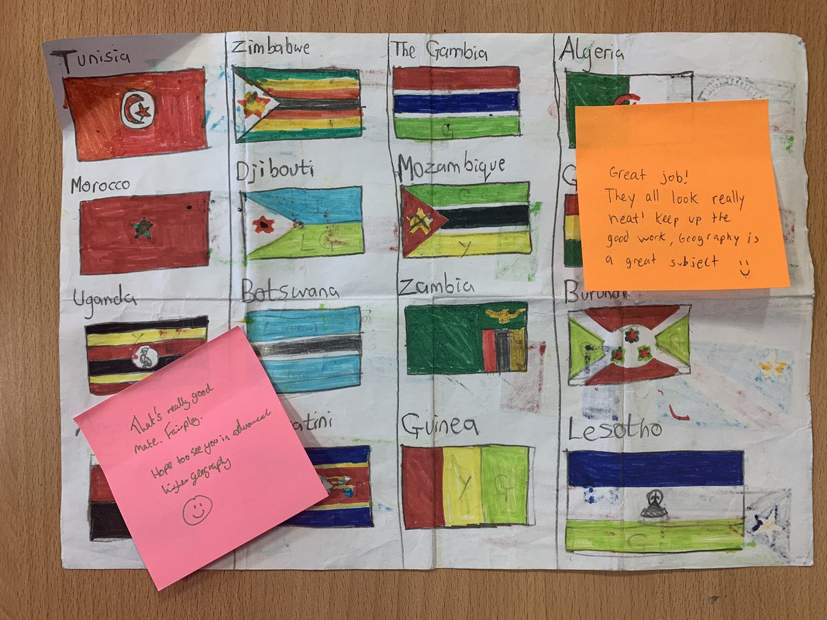 One of our S2s has been drawing every flag of the world! The Highers and AH Geographers wanted to give their feedback 🌍 🗺 😀