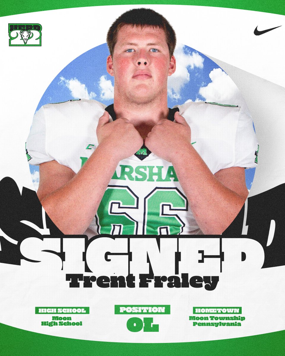 HerdFB's tweet photo. Herd Nation, welcome another phenomenal student athlete to Huntington, Trent Fraley.
 
@fraley_trent
 
#TrustTheProce22 | #NSD22 | #GoHerd https://t.co/TJfnsCcLon