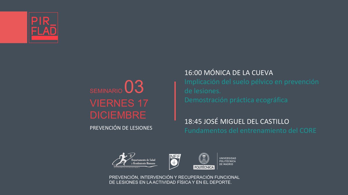 lesiones_inef's tweet photo. 📢Este fin de semana celebramos el https://t.co/MEPFm2mDLh encuentro de #PIRFLADXIII. Os avanzamos el programa con las ponencias de Mónica de la Cueva,  @JosemidCastillo , Ignacio Grande, @sjimenezrubio_ , @Joselu91estevez  y la visita didáctica a @TrainMovements !!💪
Nos vemos! https://t.co/I8hRNOA2Bt