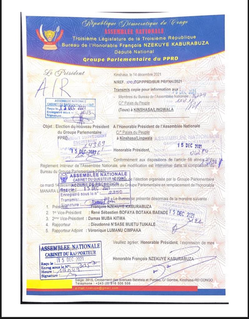 NzekuyeFrancois's tweet photo. Nouvelle composition du Bureau du Groupe parlementaire PPRD présidé par l'honorable François Nzekuye Kaburabuza https://t.co/50kHN7hfns