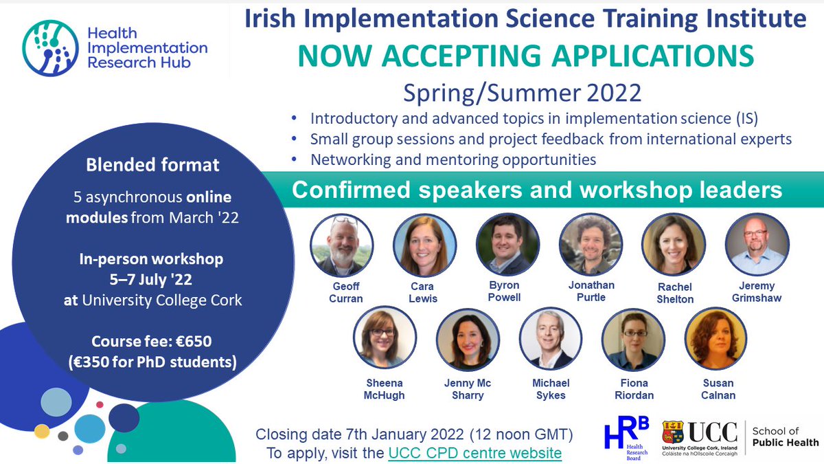 Health Implementation Research Hub (@hirh_ireland) on Twitter photo We look forward to welcoming our international implementation experts to UCC as part of the Irish Implementation Training Institute 2022 #implementation #impsci To apply visit ucc.ie/en/cpd/options… <a href="/UCCPublicHealth/">UCC School of Public Health</a> <a href="/hrbireland/">HealthResearchBoard</a> <a href="/ESPRIT_UCC/">ESPRIT</a> <a href="/SheMcHugh/">Sheena McHugh</a> <a href="/Byron_Powell/">Byron J. Powell</a> @CaraCLewis We look forward to welcoming our international implementation experts to UCC as part of the Irish Implementation Training Institute 2022 #implementation #impsci To apply visit ucc.ie/en/cpd/options… <a href="/UCCPublicHealth/">UCC School of Public Health</a> <a href="/hrbireland/">HealthResearchBoard</a> <a href="/ESPRIT_UCC/">ESPRIT</a> <a href="/SheMcHugh/">Sheena McHugh</a> <a href="/Byron_Powell/">Byron J. Powell</a> @CaraCLewis