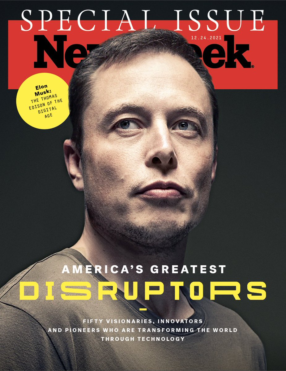 From PayPal to Tesla, and the final frontier, no challenge seems too big for <a href="/elonmusk/">Elon Musk</a>. While drawing comparisons to Thomas Edison and with even bolder ventures on the way, Musk has earned his place in our #NewsweekDisruptors Hall Of Fame.

Read more: newsweek.com/2021/12/24/ame…