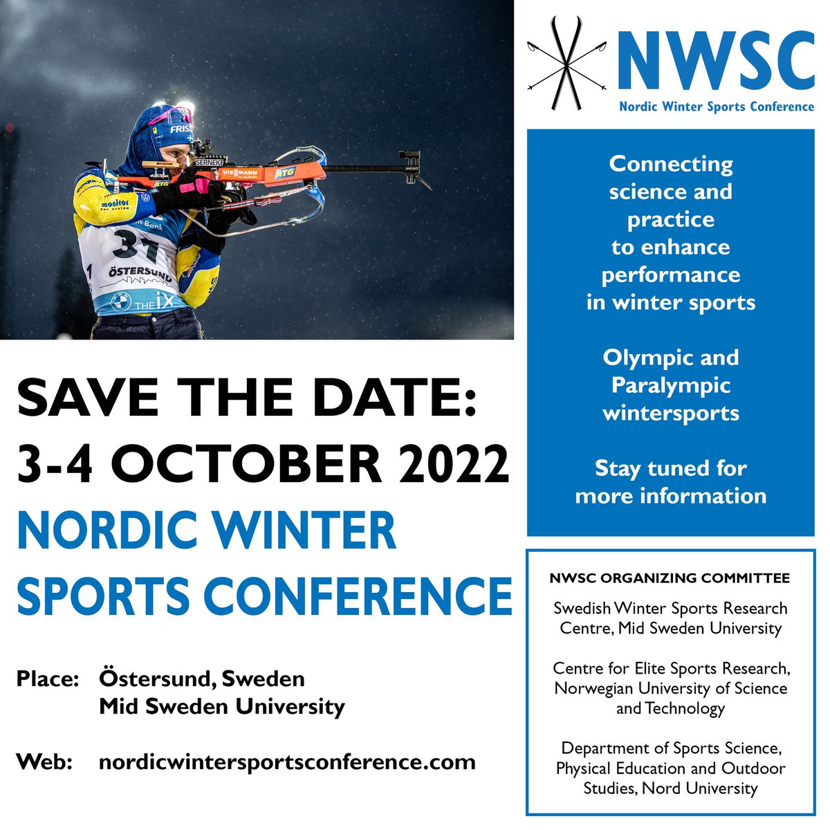 Kerry McGawley (@kerrymcgawley) on Twitter photo "Connecting science and practice to enhance performance in winter sports". What we do best! Save the date. 📆 <a href="/NordicWSC/">NWSC</a> <a href="/Mittuni/">Mittuniversitetet</a> <a href="/Vintersportcent/">Vintersportcentrum</a> <a href="/MIUN_idrott/">Sports Science MIUN</a> <a href="/SenTIF_NTNU/">Centre for Elite Sports Research (SenTIF) - NTNU</a> <a href="/Norduniversitet/">Nord universitet</a> #östersund #sportscience "Connecting science and practice to enhance performance in winter sports". What we do best! Save the date. 📆 <a href="/NordicWSC/">NWSC</a> <a href="/Mittuni/">Mittuniversitetet</a> <a href="/Vintersportcent/">Vintersportcentrum</a> <a href="/MIUN_idrott/">Sports Science MIUN</a> <a href="/SenTIF_NTNU/">Centre for Elite Sports Research (SenTIF) - NTNU</a> <a href="/Norduniversitet/">Nord universitet</a> #östersund #sportscience