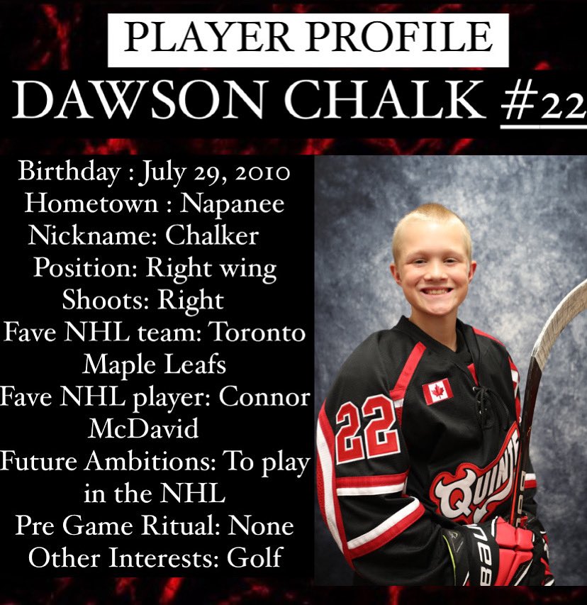 QRDU14AAA's tweet photo. Stampkrete Concrete Contracting Player Profile! π₯ π₯
π
Introducing U12 Quinte Red Devil
Dawson Chalk #22
#qrd #omha #etahockey #quintereddevils #aaahockey #totalsportsquinte
@TSportsQuinte @QuinteRedDevil https://t.co/hKnbOmTIri