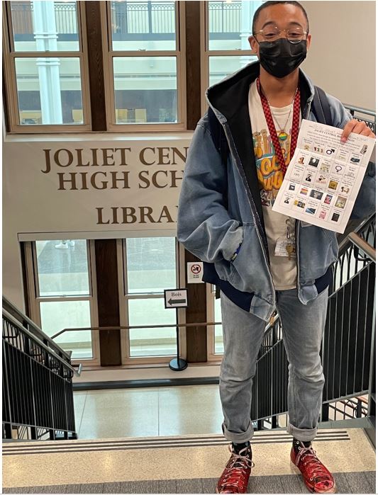 JTCentralLib's tweet image. Be like Pierre and get your Joliet Central Book Club Bingo Card turned in by Friday to receive a Subway gift card!📚🥪🥳🎉