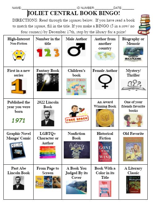 JTCentralLib's tweet image. Be like Pierre and get your Joliet Central Book Club Bingo Card turned in by Friday to receive a Subway gift card!📚🥪🥳🎉