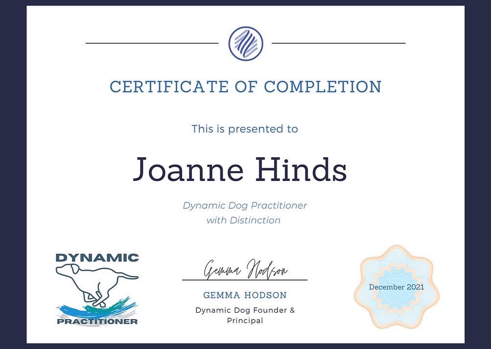 JoHindsDogHelp's tweet photo. ⭐️ I am very proud to announce I passed with a distinction the dynamic dog practitioner programme, the course deeps dives into canine anatomy, how to recognise good conformation, gait and posture and identify abnormal gait and discomfort in dogs. ⭐️ https://t.co/1dhkdb1uPd