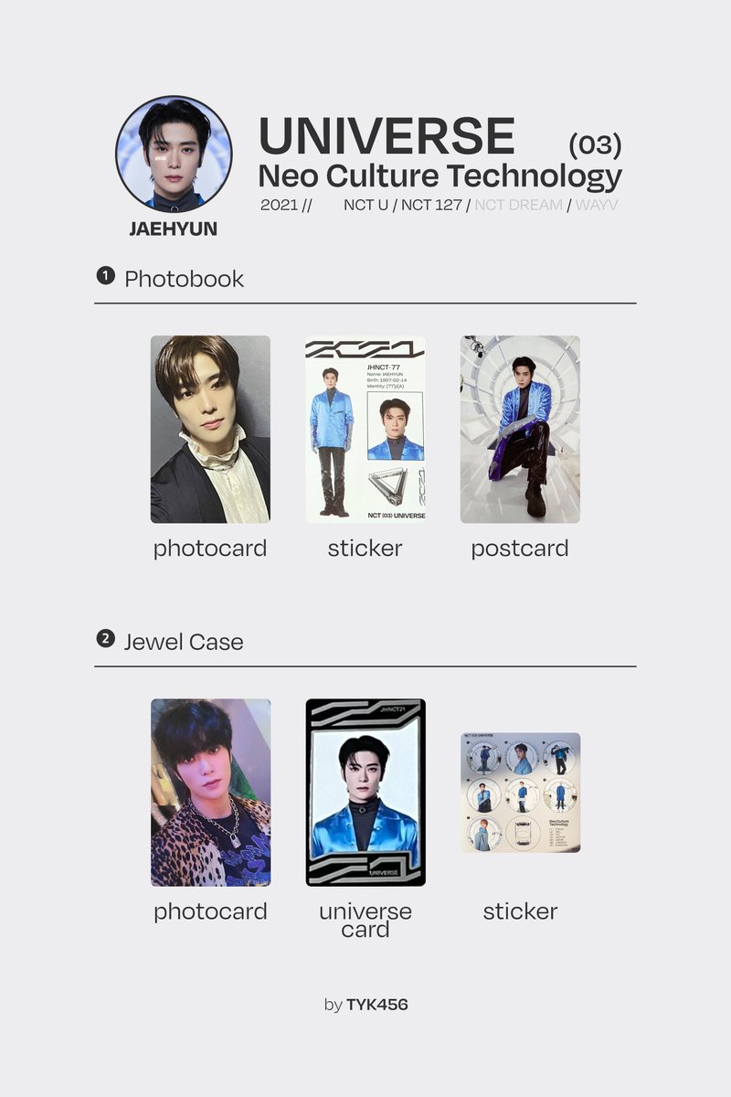 NCT 2021 Universe Jaehyun complete template (album photocards and