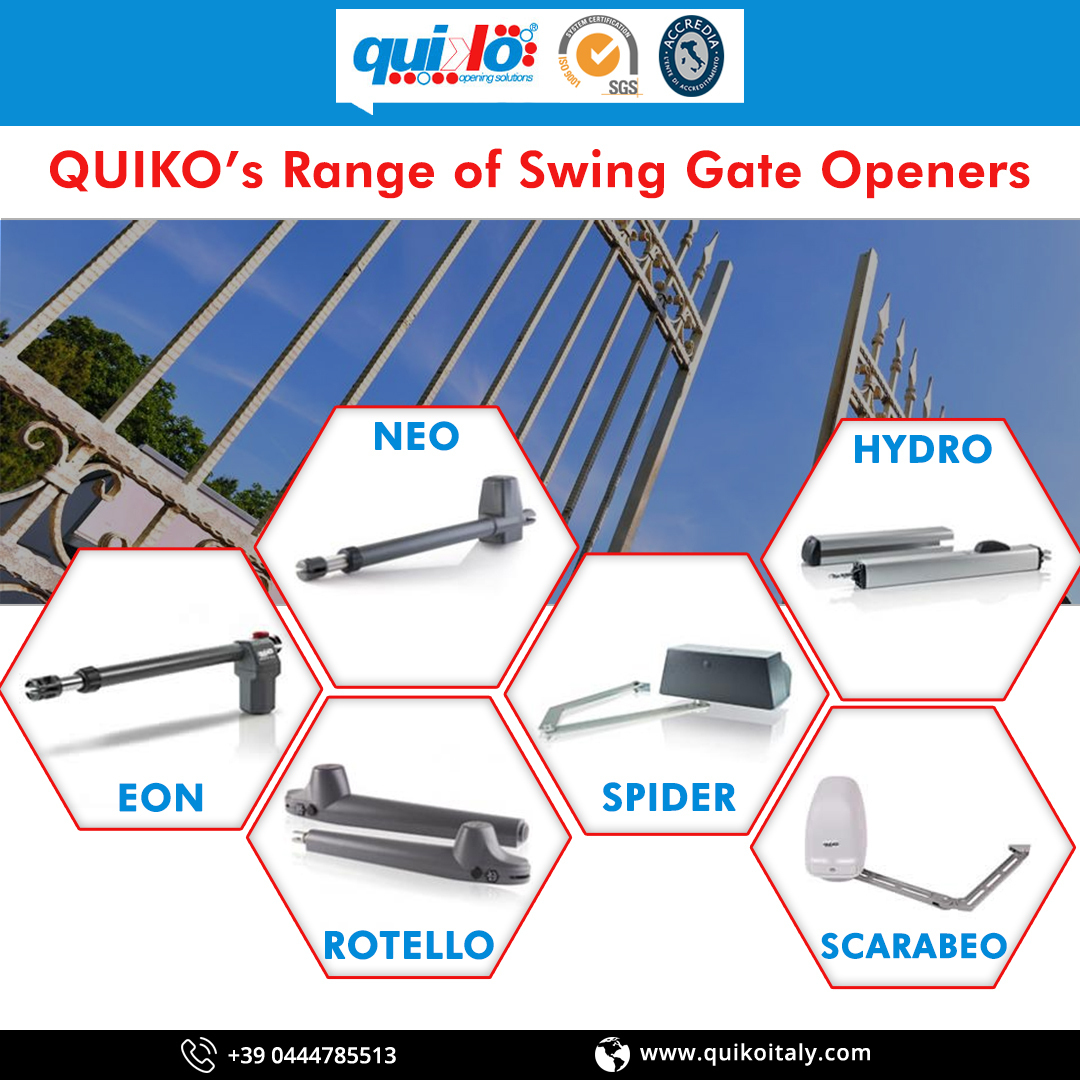 QUIKOITALY's tweet image. #SwingGateOpeners are suitable for both residential and industrial use and are available in a series of EON, NEO, ROTELLO, SPIDER, HYDRO &amp;amp; SCARABEO. For more information on Swing Gate Openers, visit us at quikoitaly.com/en/swing-gate-…
#quikoitaly #Industrialgateopener