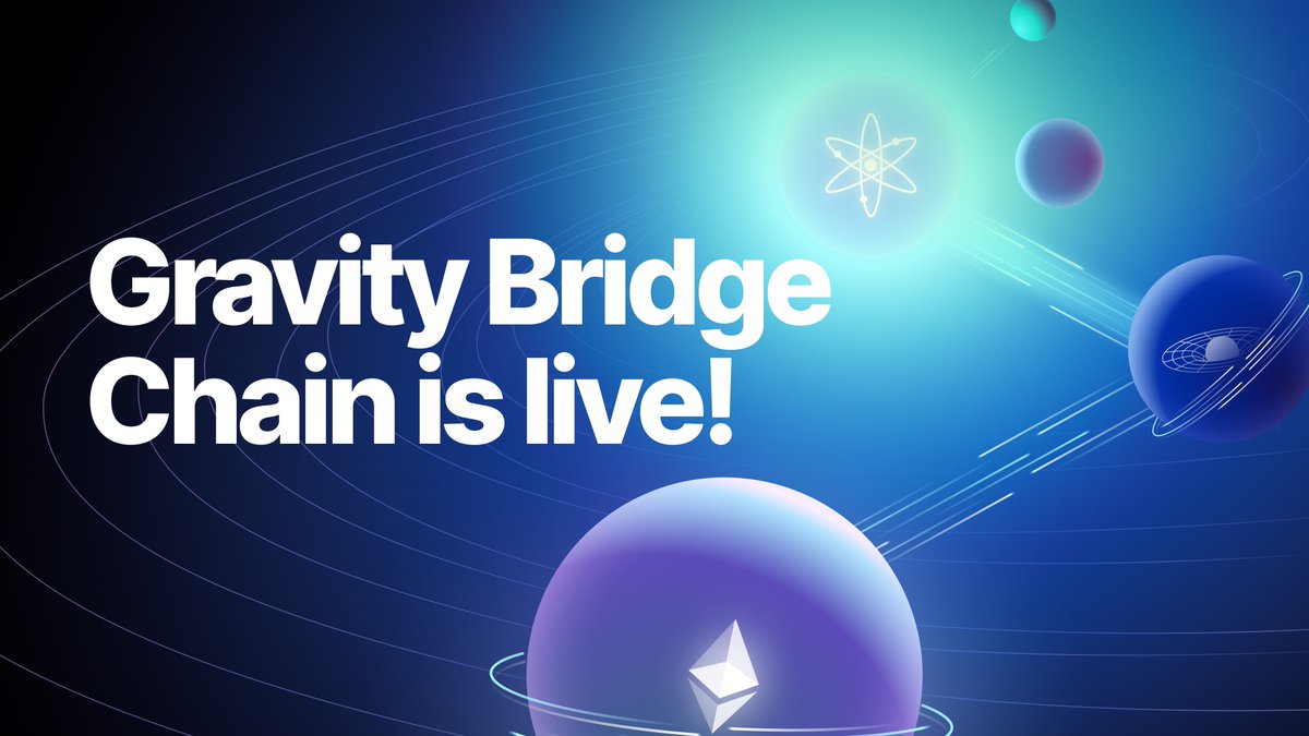 cosmos's tweet photo. Get Ready Cosmonauts,

The time has come: The @gravity_bridge Chain to #Ethereum is LIVE🎉

Read more about Gravity Bridge Chain... https://t.co/VvhrGq3yLM
...and check the Stats on @mintscanio 👇 
https://t.co/24AKcteDnk https://t.co/7AzkhFAyBt