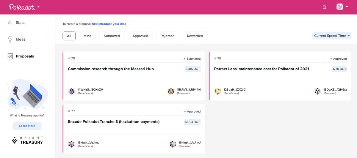 nachortti's tweet photo. PSA to the DotSama community 💻🤩🎉

@BrightDevs developed something awesome to ease the treasury proposal submission process on @kusamanetwork and @Polkadot: 

BrightTreasury: https://t.co/NQy8r7vIbi 

(1/6) https://t.co/HRi3ESluxW