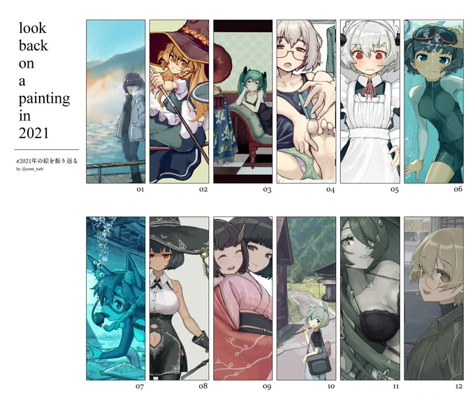 #2021年の絵を振り返る 
フォルダ漁ってみるといろいろ思い出はありましたがあんまり量は描けてないませんなぁ。
少しずつ細部に気が回るようになってきたかも。 